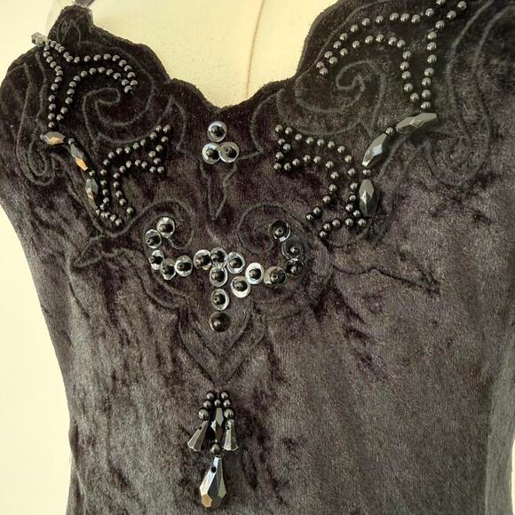 VINTAGE VICTORIA’S SECRET GOLD LABEL VELVET EMBELLISHED BODYSUIT - Picture 2 of 5